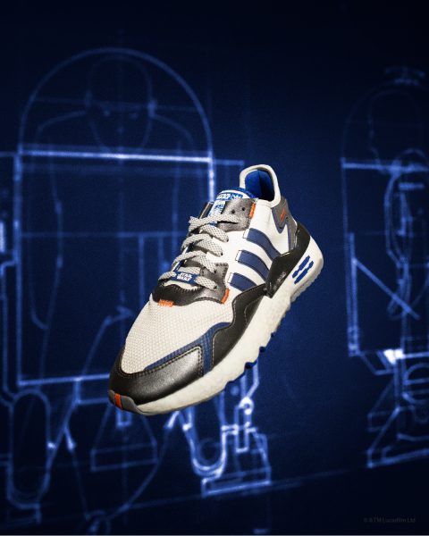 The men's lineup includes two models inspired by R2-D2 and Stormtrooper! Two NITE JOGGER models inspired by R2-D2 and Stormtrooper, and two updated NMD models inspired by Yoda and Darth Vader, respectively. "