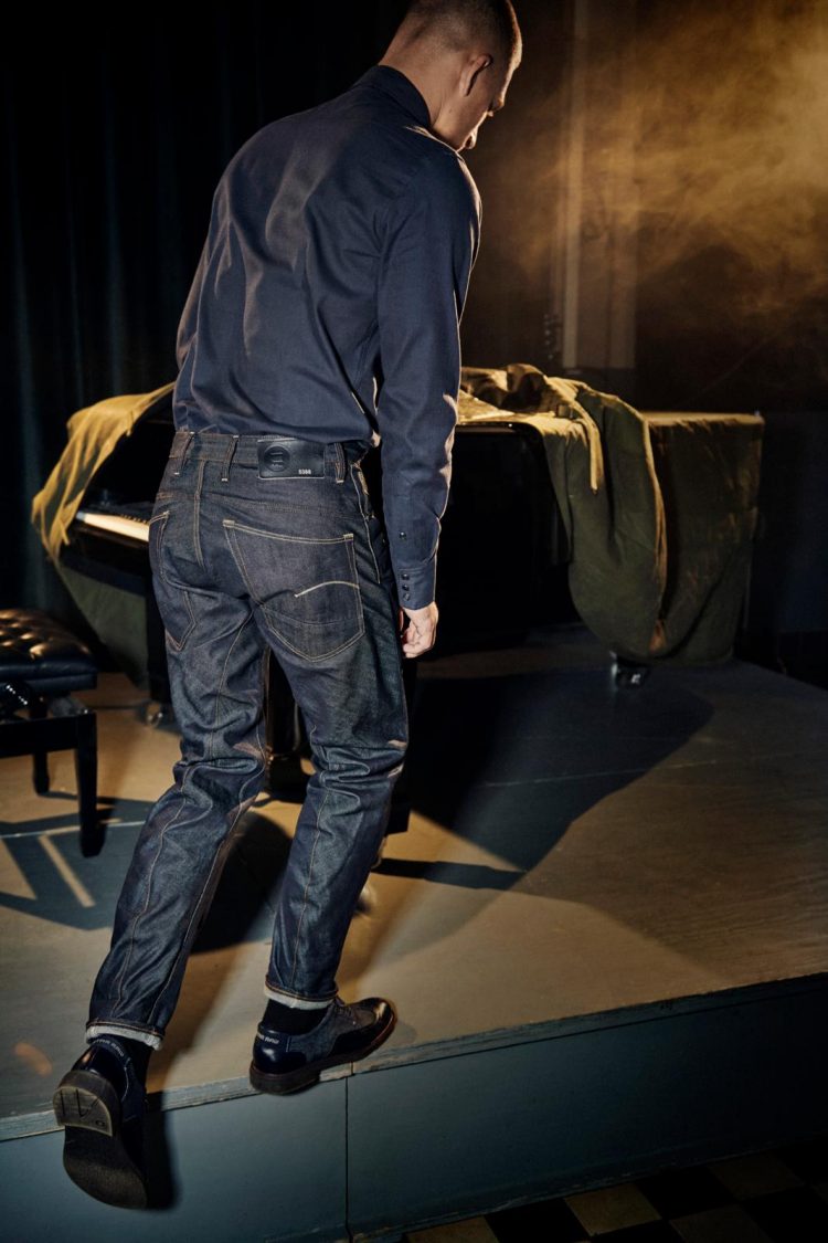 Inspired by jazz musicians, jeans are made of organic cotton denim dyed in eco-friendly indigo