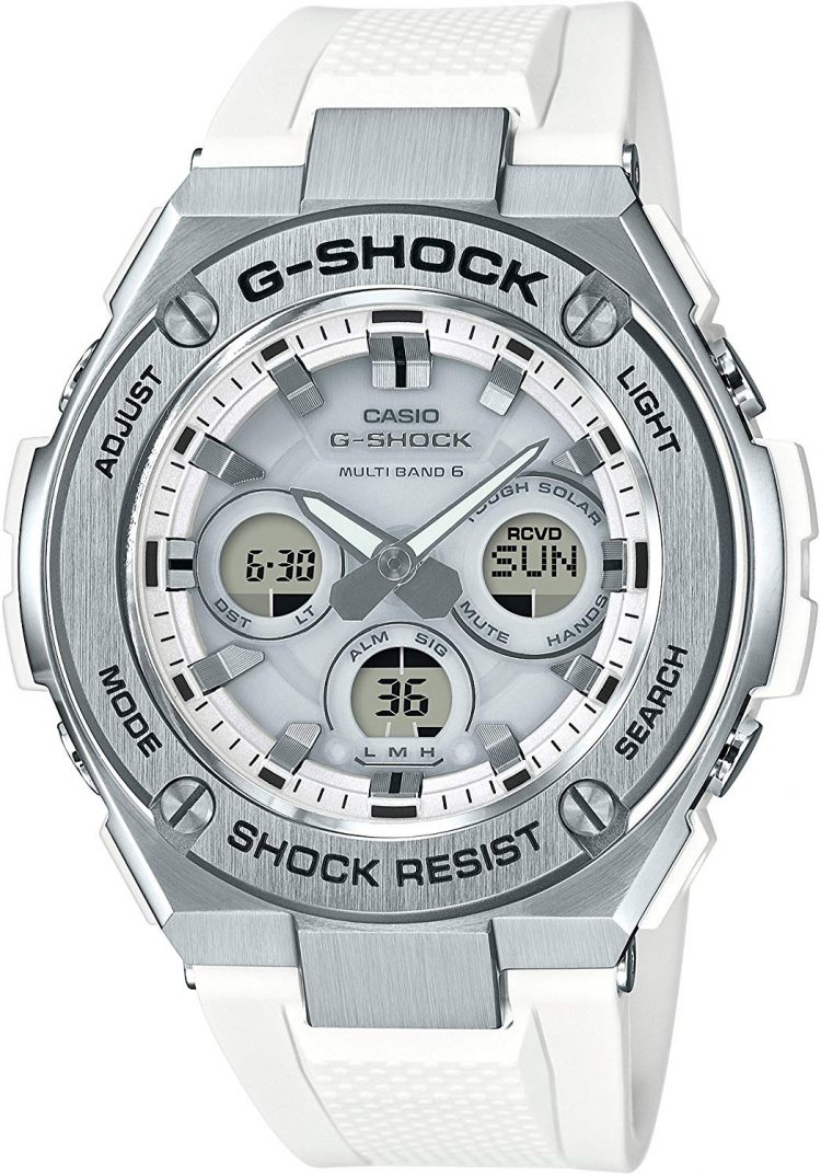 White G-Shock 5 "G-Shock for adults that elevates your wrist! "G-STEEL Radio Wave Solar GST-W310-7AJF"