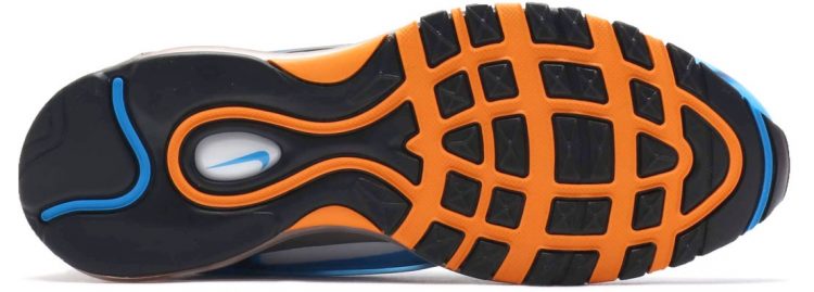 Air Max Deluxe Blue/Wolf Grey/Orange From the back side of the outsole