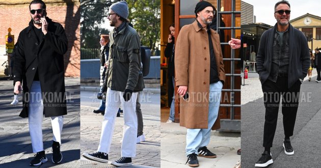 What is the key to fall/winter coordination with black sneakers? Examples of men’s outfits!