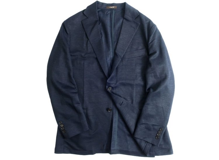 ストレスのある着用感を感じさせないジャージー素材が魅力的な「マッキントッシュ ロンドン NEW BRIDGE FLEX JERSEY リネン混 2B アンコンジャケット」
