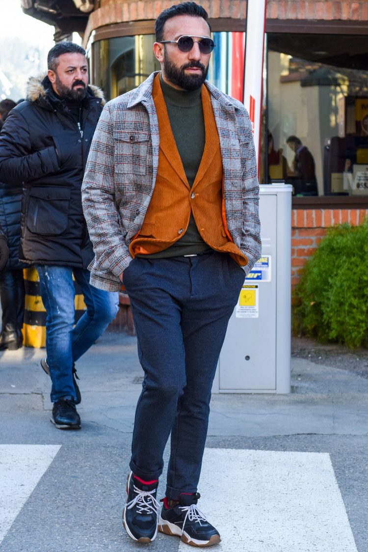 Set a shirt jacket over a tailored jacket for a more casual look