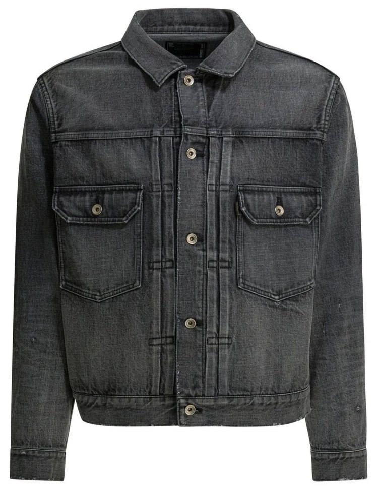 Sacai " Check cuffs denim jacket