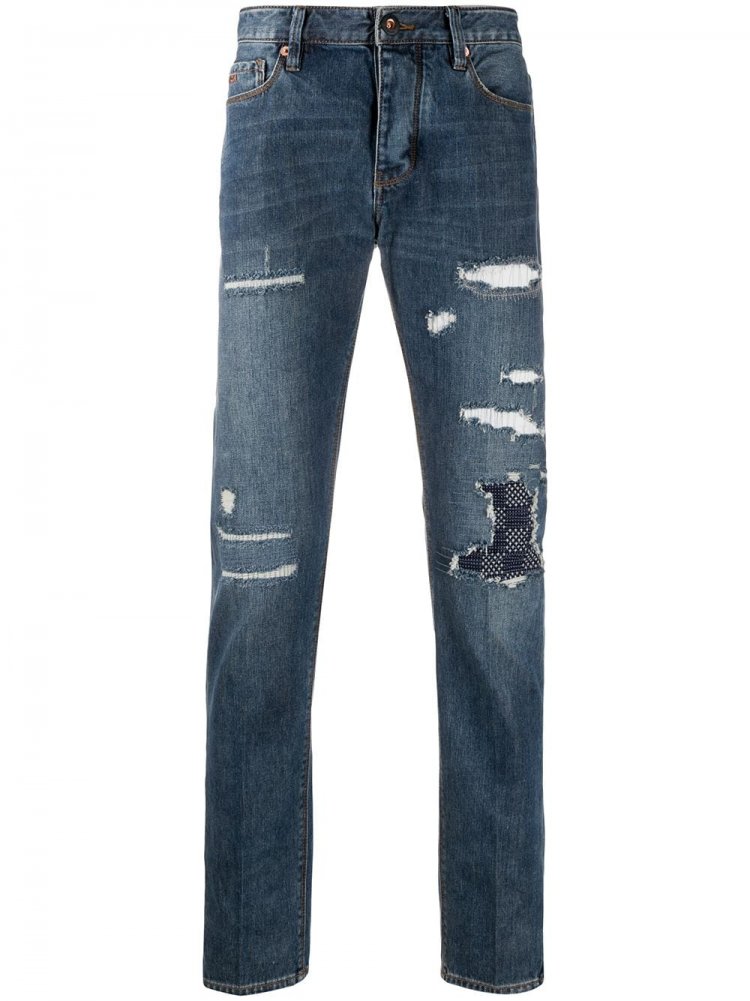 EMPORIO ARMANI Damaged straight jeans