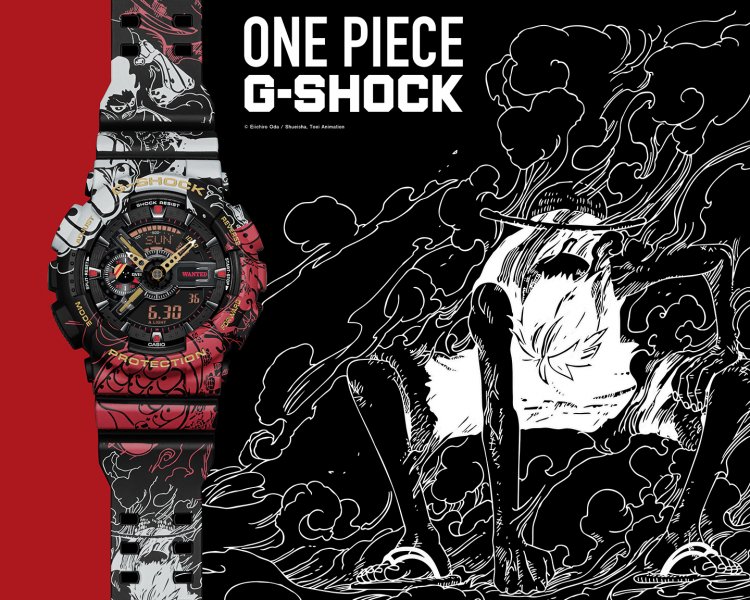 The ONE PIECE collaboration model, which depicts Luffy's growing strength throughout the watch, is decorated with motifs such as a straw hat throughout!