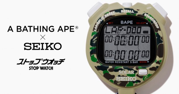 A BATHING APE® x SEIKO” is back! Stopwatches in “ABC CAMO” vape design now on sale!