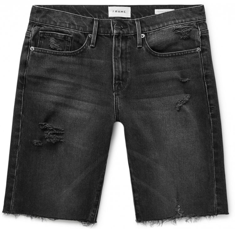FRAME Damaged Denim Denim Shorts