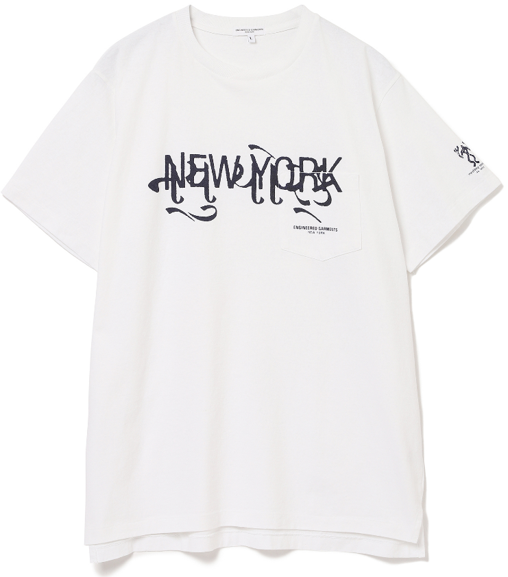 ②「Engineerd Garments(エンジニアードガーメンツ) Printed Cross Crew Neck T-Shirt New York」