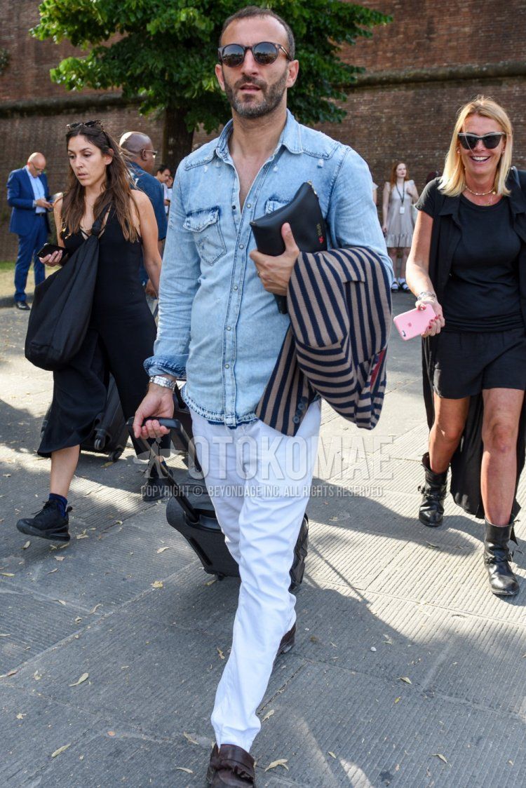 高度な 車 囲まれた ホワイト ジーンズ 春 メンズ 酔った 柔らかさ 勝利した