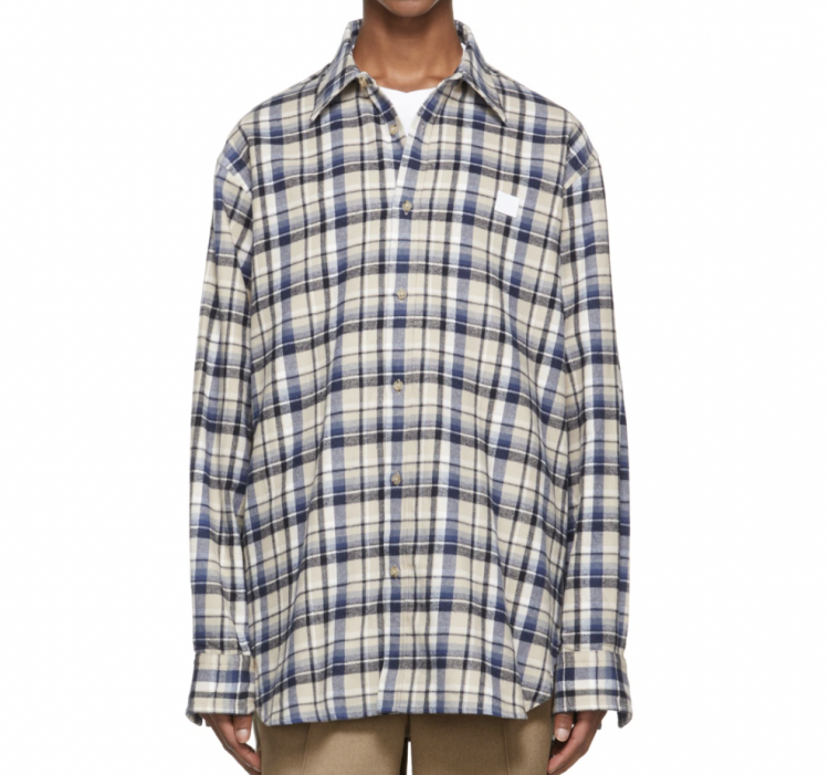 Flannel shirt recommendation 4: "ACNE STUDIOS beige and blue flannel shirt
