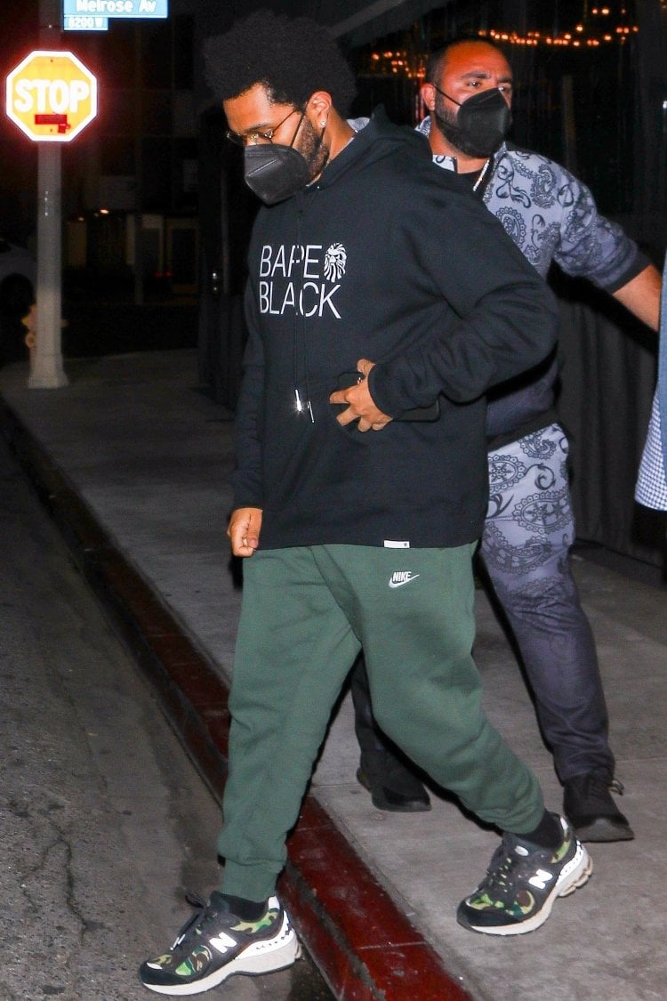 *EXCLUSIVE* The Weeknd looks fresh as he steps out in an unreleased BAPE hoodie while grabbing dinner!