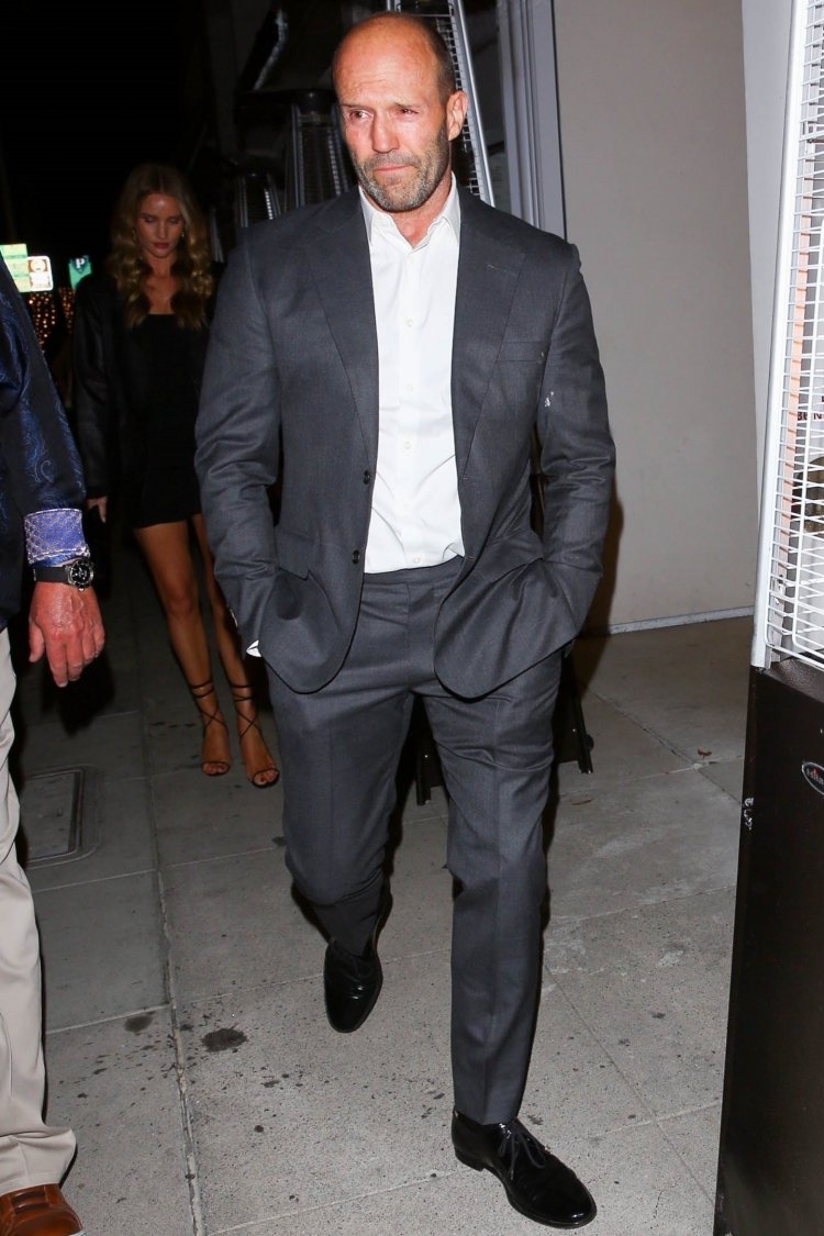 *EXCLUSIVE* Jason Statham and Rosie Huntington-Whiteley exit a Birthday celebration at Mr Chow!