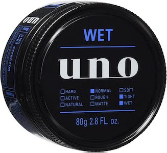 この髪型のヘアセットにおすすめのスタイリング剤▶︎「UNO(ウーノ) ウェットエフェクター ワックス」