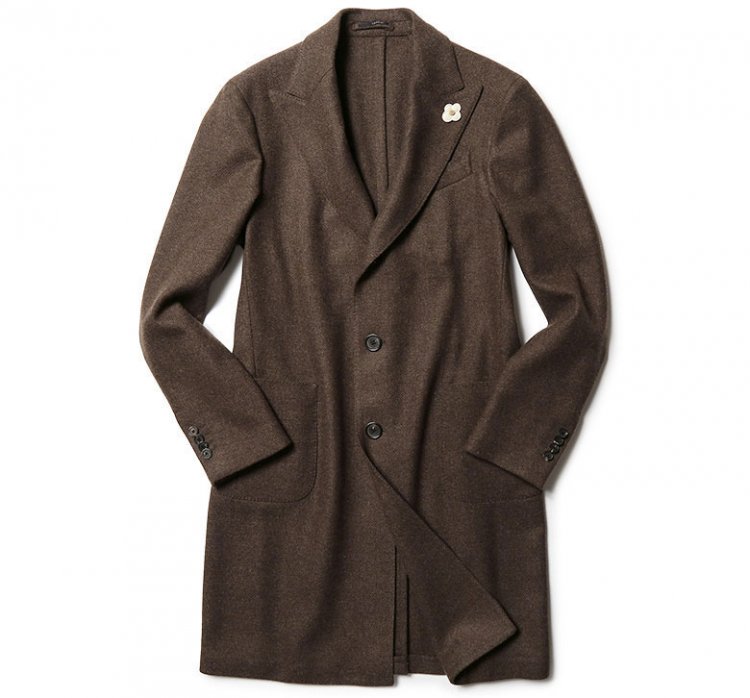 LARDINI Peaked Lapel Chester Coat