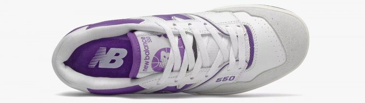 New Balance "550" features (5) "Wide flat laces to enliven the retro design."