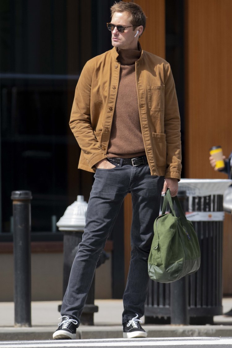 EXCLUSIVE: Alexander Skarsgard Cuts A Stylish Pose Out And About In New York City