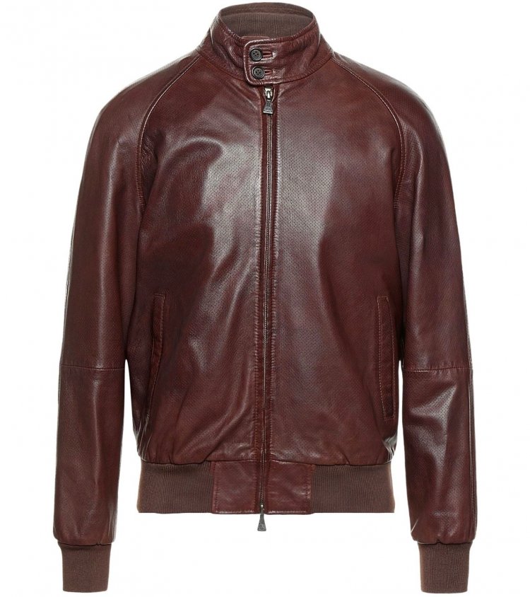 ROŸ ROGER'S brown outerwear brown leather bomber jacket
