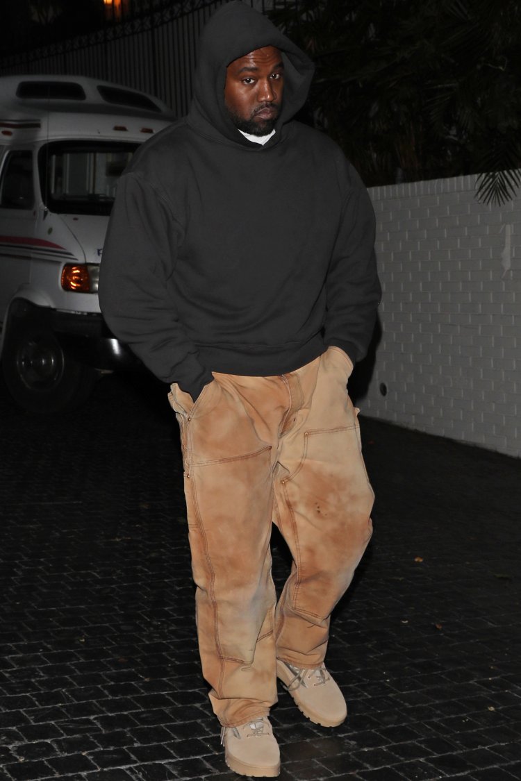 EXCLUSIVE: Rapper Kanye West is seen leaving the Chateau Marmont with a friend
