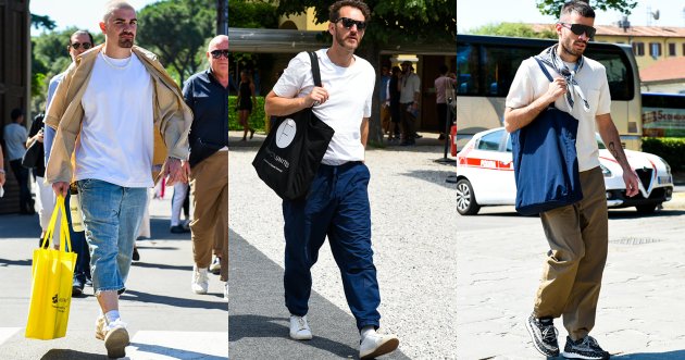 7 men’s summer outfits using tote bags! Also check out our tips on how to choose the right one!