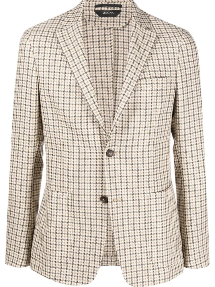 Zegna Light-colored Beige Checked Jacket