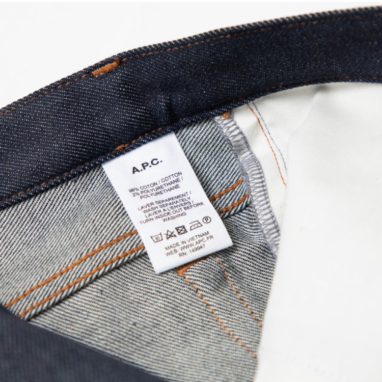 What is A.P.C.'s recommended way to wash denim?