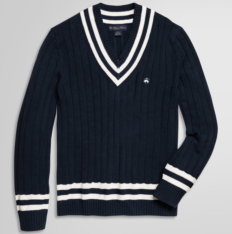 Tilden Knit Recommendation 6: "Brooks Brothers Cotton Linen V-Neck Tennis Sweater"