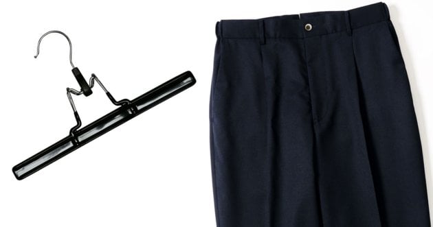 What is the ” hanger storage ” method for keeping slacks clean?