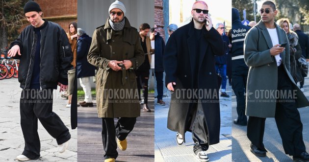 Pick up men’s winter outfits with black wide pants! What are the tips on how to wear them?