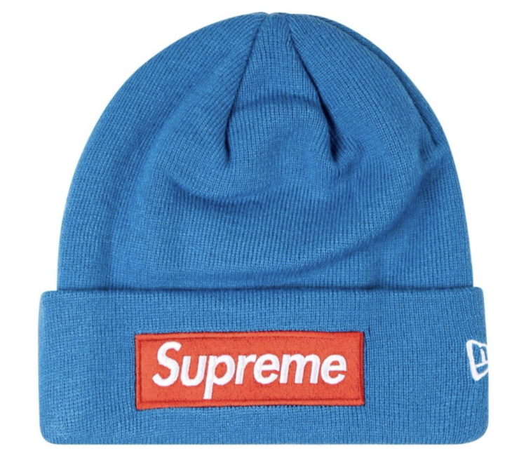 Supreme - "Box Logo Beanie" - an easy to use blue item for black and blue coordinates.