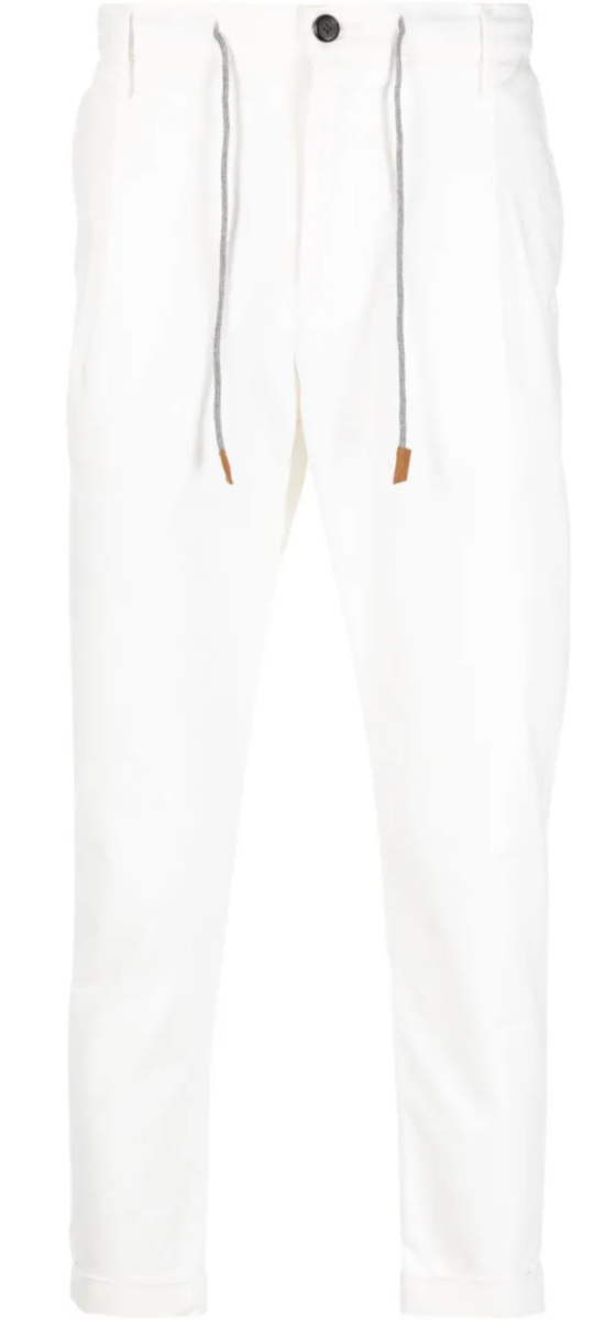 Eleventy recommended white pants " drawstring tapered pants