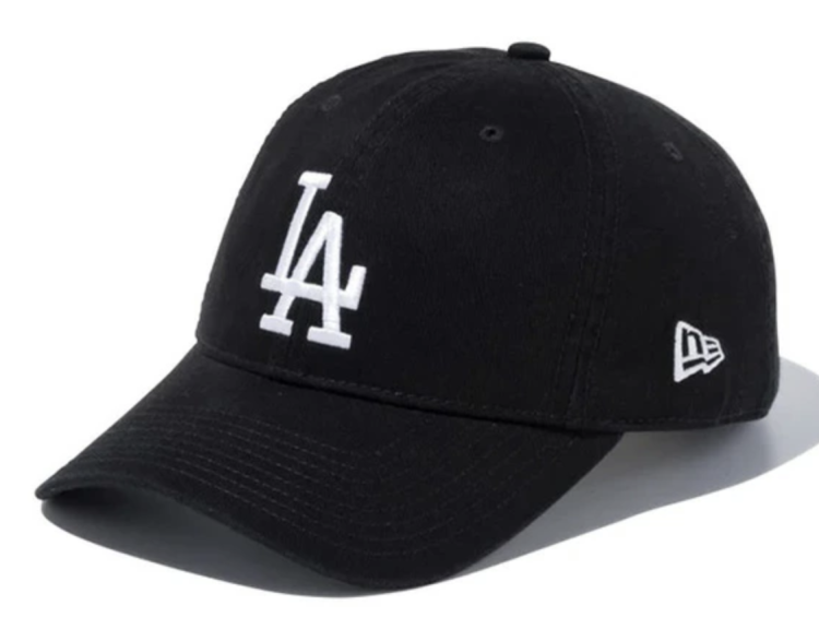 NEW ERA recommended black cap " 9TWENTY Cross Strap Washed Cotton Los Angeles Dodgers Black x White
