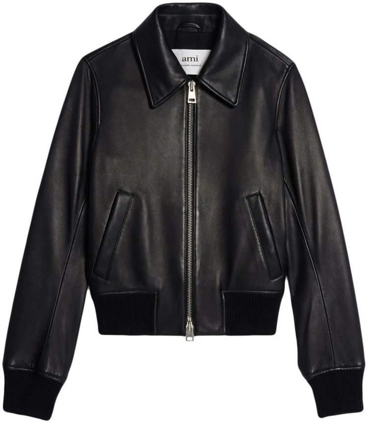 AMI Paris Zip Leather Jacket