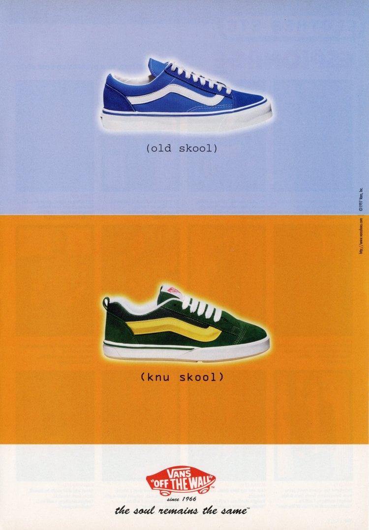 Features of Vans "New School" (1) Three-dimensional, thick "jazz stripes" with 3D processing for added impact.