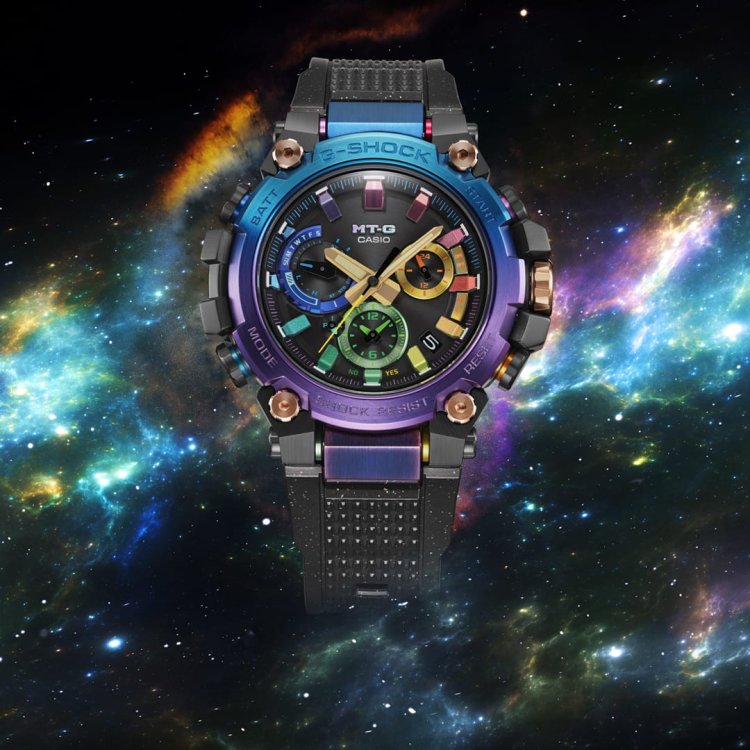 G-SHOCK "MT-G" latest model "MTG-B3000DN-1AJR" with gradient color motif of cosmic nebulae.