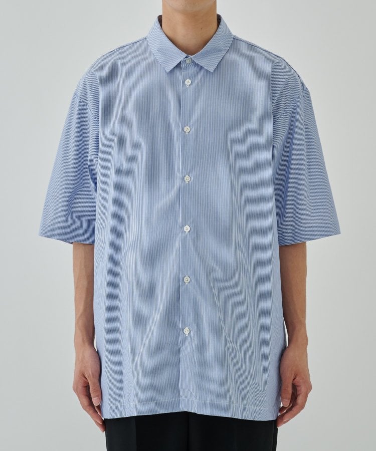 【ATON/エイトン】GIZA STRIPE OVERSIZED SHIRT SHORT SLEEVE SHIRT