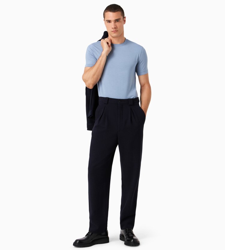 Crew Neck Short Sleeve T-Shirt Stretch Viscose Jersey