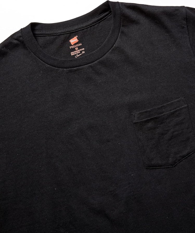 [Hanes] Comfortable 100% Cotton Premium Japan Fit Crew Neck Pocket T-Shirt HM1-F004 Men's