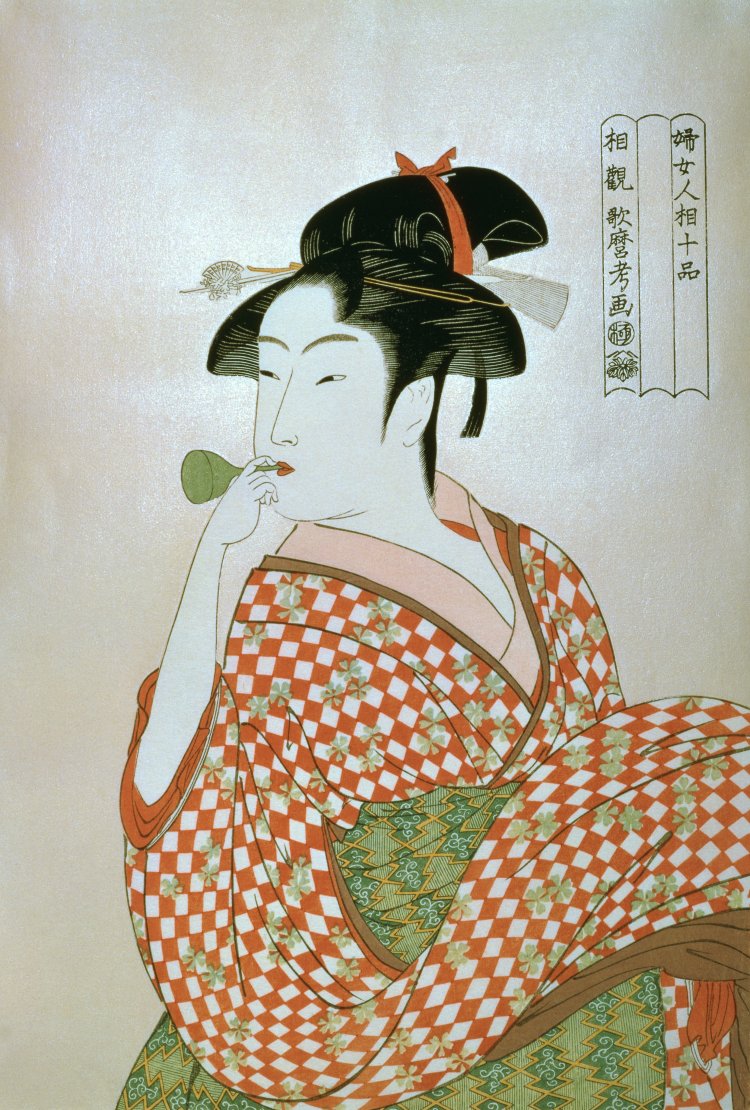 Art and painting by Kitagawa Utamaro and Tsutaya Shigesaburo for Woman Blowing Poppins [197604431],