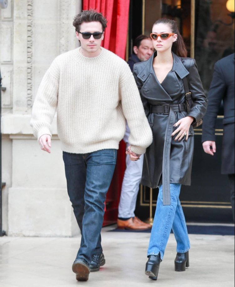 Brooklyn and Nicola Peltz Beckham head out into the Parisian streets