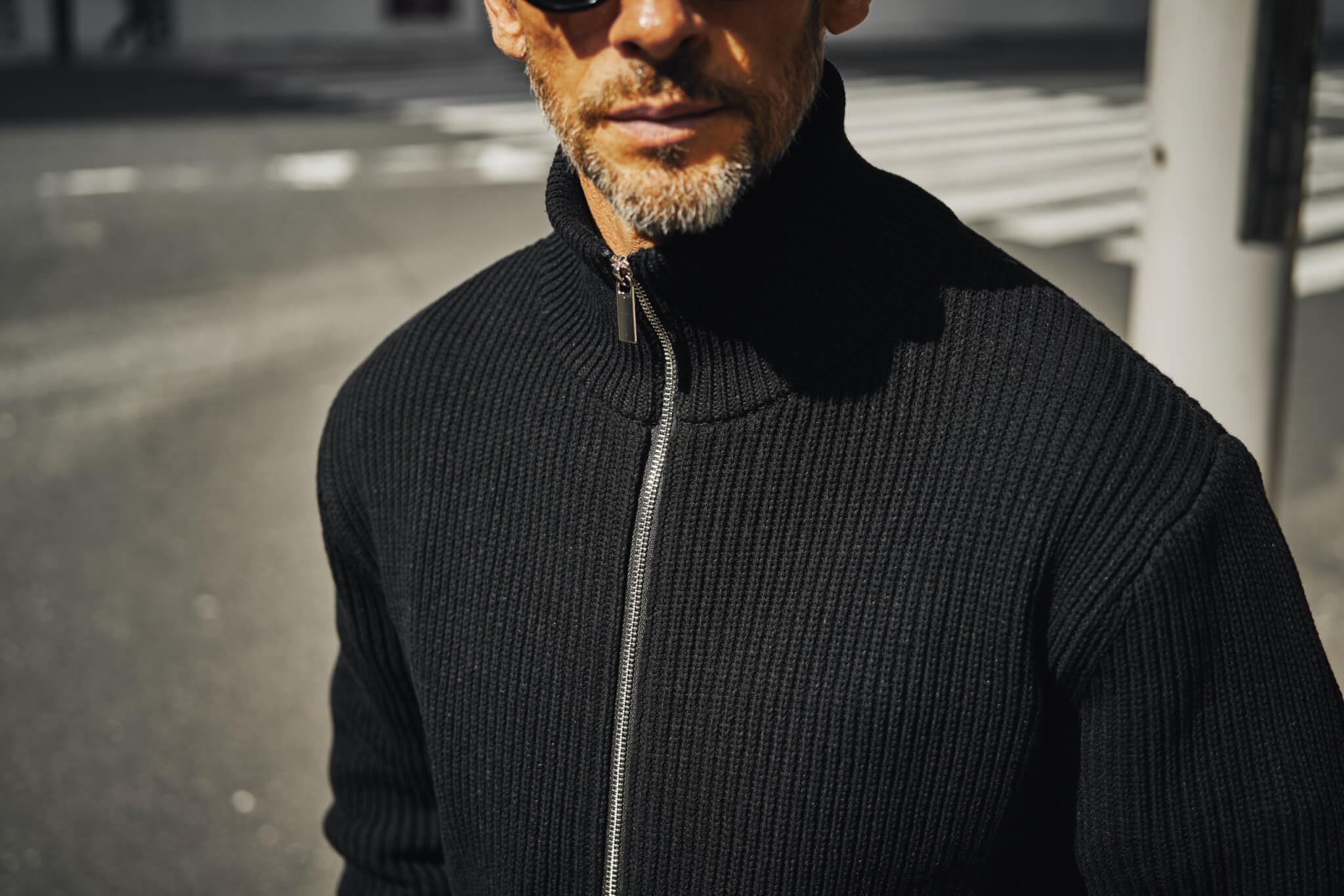 ■人気定番 ドライバーズニット シックで都会的 新品 NICOLE ニコル リブ織り ウール ジップアップ ジャケット ブルゾン 46 濃紺1229_01 秋冬最強アイテム ドライバーズニット特集！3万円台から20万円台まで全12ブランド紹介！