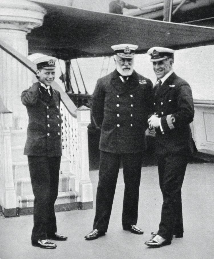 Navy cadet Prince Albert with Admiral Sir Lewis Beaumont, 1912.