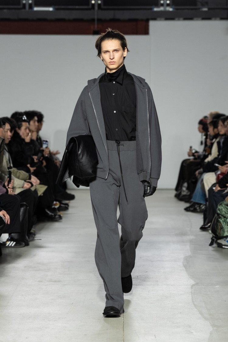 ATTACHMENT " Cotton stretch terry oversized zip-up hoodie & 3D wide pants