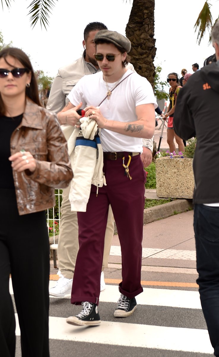 Hana Cross and Brooklyn Bevkham are seen at the Martinez Beach club in Cannes posing up for pictures