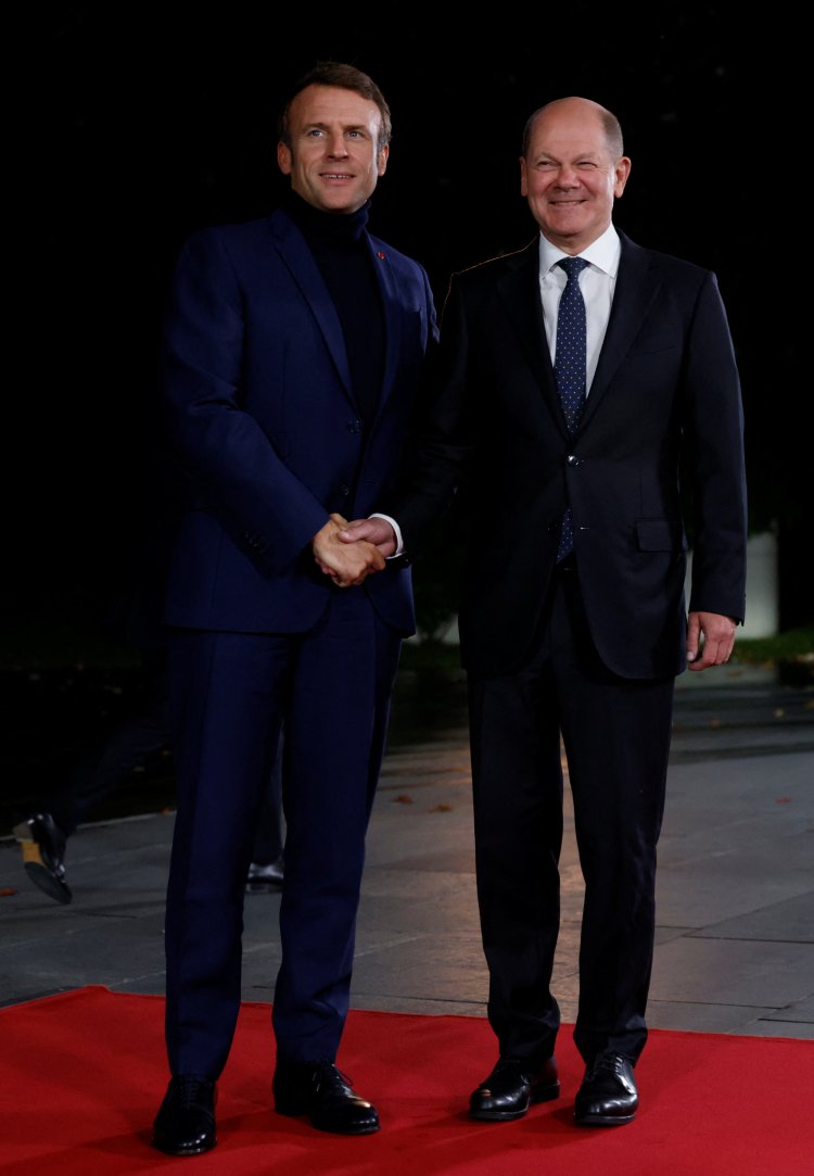 German Chancellor Scholz welcomes French President Macron in Berlin