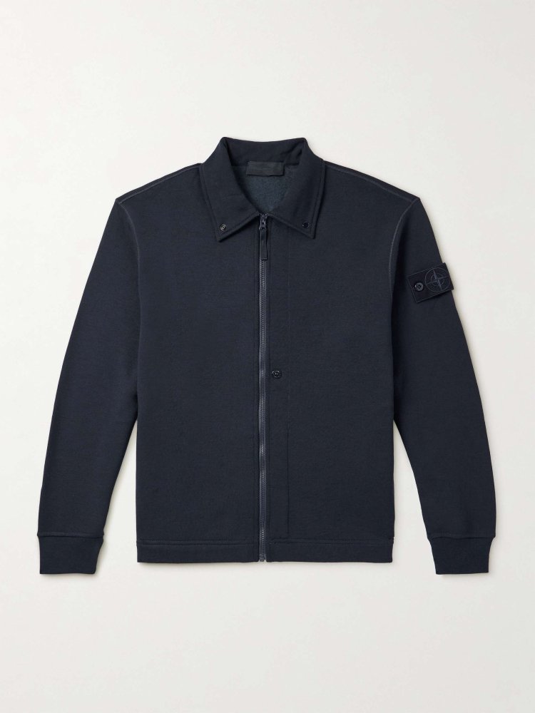 STONE ISLAND Ghost Wool and Cotton-Blend Jersey Zip-Up Sweatshirt