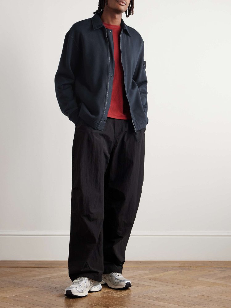 STONE ISLAND Ghost Wool and Cotton-Blend Jersey Zip-Up Sweatshirt