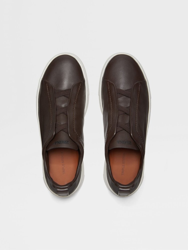 ZEGNA Dark Brown Triple Stitch™ SECONDSKIN Sneakersimgi_86_LHOTA-S5207Z-CFF-E