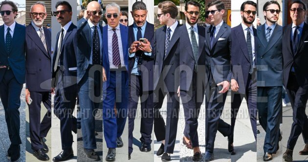 ネイビースーツの粋な着こなし