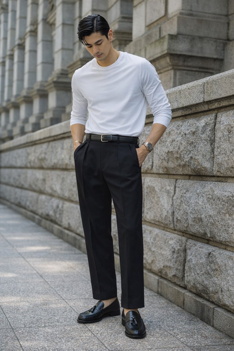 White Long T & Slacks